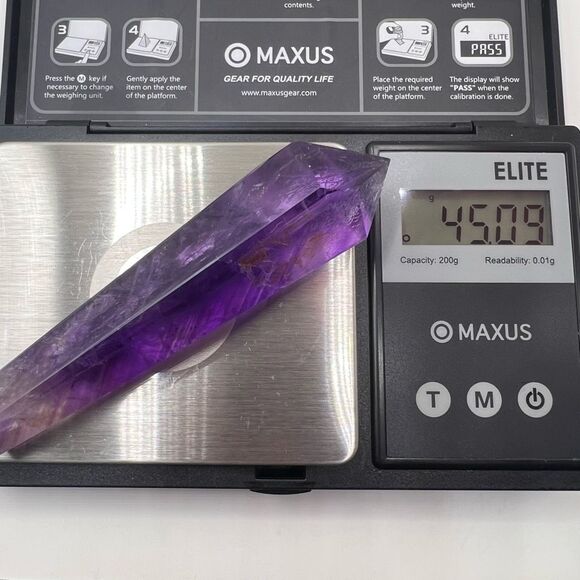 Amethyst Crystal Scepter Meditation Wand  with Unique Fingerprint Inclusions (4) - Picture 12 of 16
